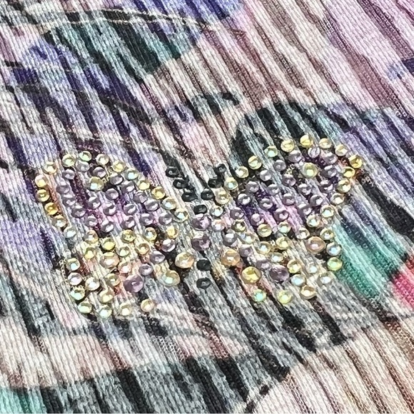 CHICO'S Multi-colored Floral Bird Sequins Embellished Top Size S - Picture 13 of 16